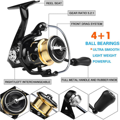 Fishing Rod and Reel Combo - Carbon Fiber Telescopic Fishing Pole with 2000 Spinning Reel Combos - Sea Saltwater Freshwater Ice Bass Fishing Tackle Set Fishing Rods Kit Fishing Poles and Reels Combo