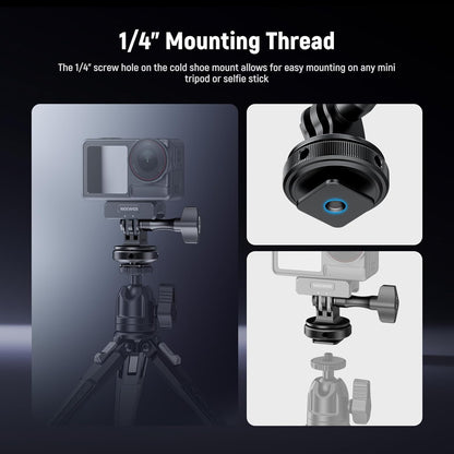 NEEWER Action Camera Cold Shoe Mount Adapter Compatible with GoPro Accessories Go Pro DJI Insta360 AKASO, Metal 1/4" Thread Hot Shoe Mount for Mini Tripod Selfie Stick, 180° Tilt, GP-63