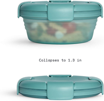 STOJO Collapsible Bowl - Translucent Eucalyptus, 36oz - Reusable Silicone Bowl for Hot and Cold Food - Perfect for Travel, Meal Prep, To-Go Lunch, Camping & Hiking - Microwave & Dishwasher Safe