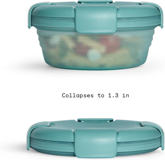 STOJO Collapsible Bowl - Translucent Eucalyptus, 36oz - Reusable Silicone Bowl for Hot and Cold Food - Perfect for Travel, Meal Prep, To-Go Lunch, Camping & Hiking - Microwave & Dishwasher Safe