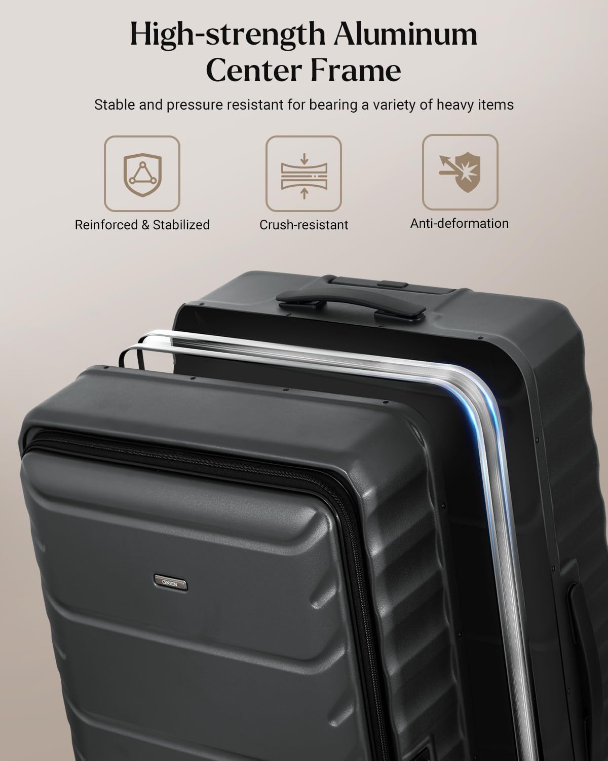 Luggage Sets 2 Pieces, 20/28 Inch PC Hardshell Suitcase with Spinner Wheels, 20 Inch Expandable Clamshell Carry On Luggage and 28 Inch Aluminum Frame Top Opening Checked Luggage (Black)