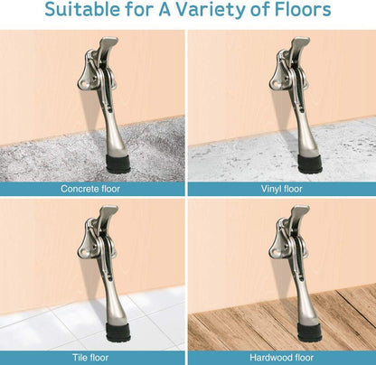 Door Stopper, One-Touch semi-Automatic Metal Door Stopper, with Non-Slip Rubber Tip for Wood, Concrete, Tiled, and Carpeted Floors (4inch x 1pack, Gold)
