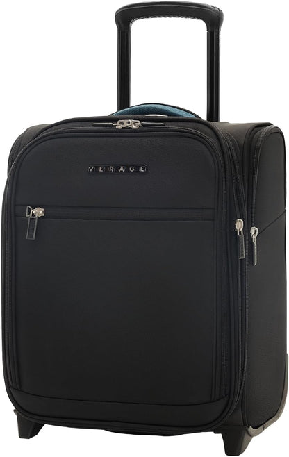 Verage Under Seat Luggage with Wheels, Softside Expanable Small Suitcase Carry On Luggage Bags for Airlines Airplanes Short Trip Men Women (Black, 16-Inch Rolling Underseat)