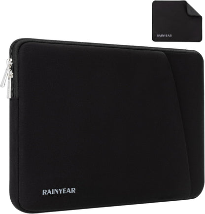 RAINYEAR Laptop Sleeve Case with Front Pocket, 11-13 Inch Protective Portable Case with Front Pocket, Briefcase Laptop Bag Cover Compatible with MacBook Air/Pro, HP, Dell, Lenovo, Acer, Black