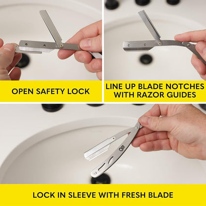 The Beard Club Straight Razor for Men - Navajas Para Barbero - Barber Straight Edge Razor Kit - Single Derby Blade Cutthroat With 5 Replaceable Stainless Steel Blades
