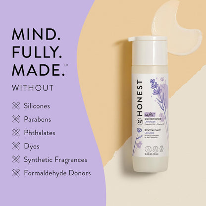 The Honest Company Silicone-Free Conditioner | Gentle for Baby | Naturally Derived, Tear-free, Hypoallergenic | Lavender Calm, 10 fl oz