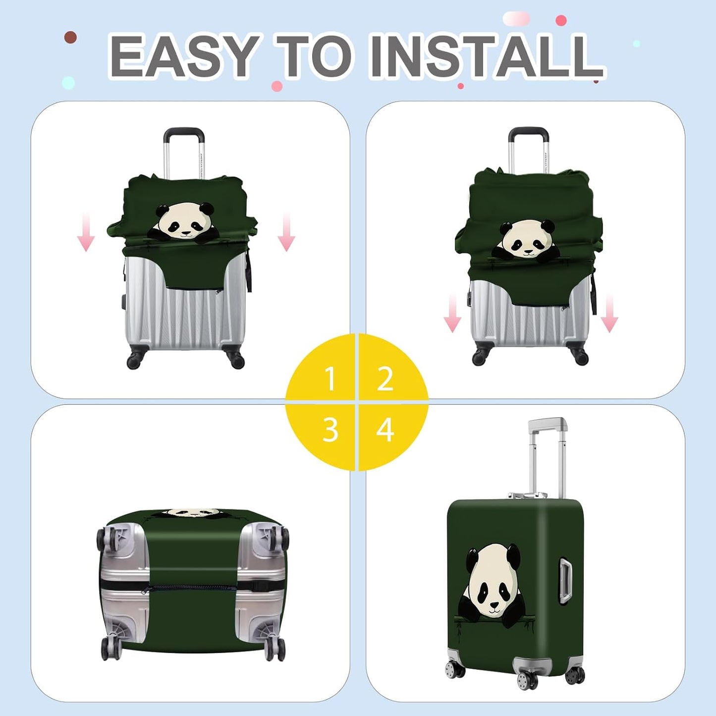ANNA QUEEN Panda Luggage Cover, Cute Panda Design Suitcase Protector, Stretchable Washable Travel Sleeve for 20-22 Inch Luggage