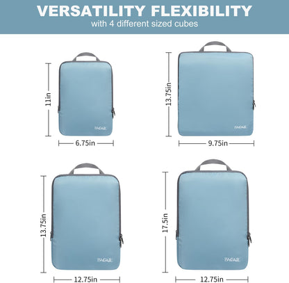 BAGAIL 4 Set/6 Set/8 Set Compression Packing Cubes Travel Accessories Expandable Packing Organizers (Cloth Pattern, 4-Dusty Blue)
