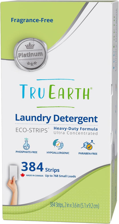 Tru Earth Platinum - Heavy Duty Laundry Detergent Sheets - Up to 768 Loads (384 Count), Fragrance Free - Ultra-Concentrated - Eco-Friendly Laundry Sheets