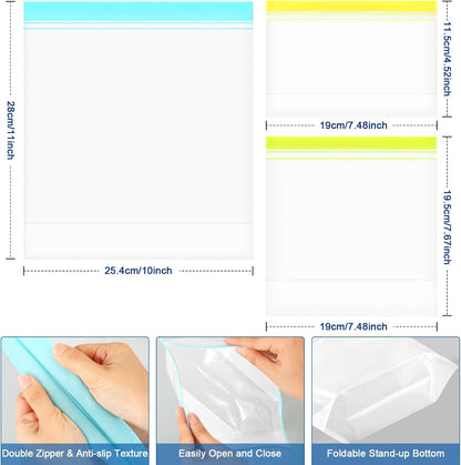 Lerine 16 Pack Reusable Gallon Freezer Bags Dishwasher Microwave Safe, Stand Up BPA Free Reusable freezer Bags 1 Gallon, Extra Thick Leakproof Food Storage Bags for Meal Prep, Kitchen Organization