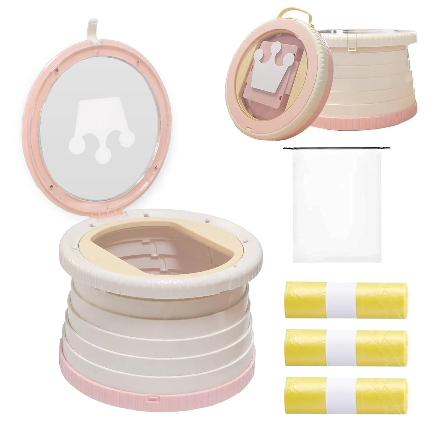 SunnySmile Portable Toilet for Kids,Portable Potty Seat for Toddler Travel,Travel Potty with Travel Bag, Applicable to Camping, Indoor/Outdoor Use, Includes 75 Replacement Bags