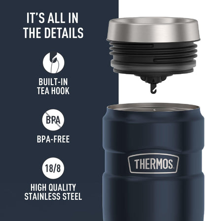 THERMOS Stainless King Vacuum-Insulated Travel Tumbler, 16 Ounce, Midnight Blue