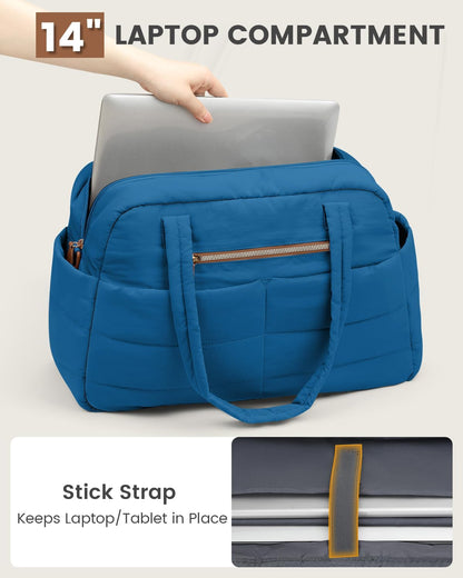 Travel Duffle Bag,Puffer Carry On Duffel Bag with Laptop Compartment Waterproof Overnight Weekender Bags for Women Large Hospital Tote Bags for Labor and Delivery(Medium,Blue)