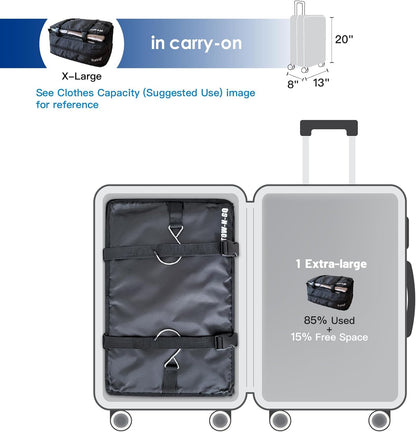 Grand Fusion Stow-N-Go Travel Luggage Organizer – Portable Hanging Travel Shelves, Carry-On Closet Organizer, Hanging Packing Cubes, Collapsible Carry-On Organizer for Cruises & Hotels. Black - XL