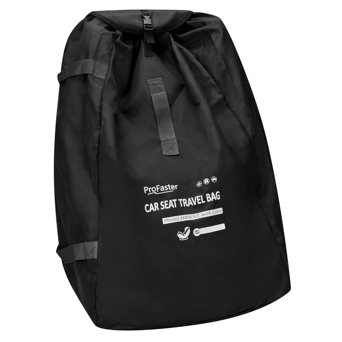 Car Seat Travel Bag Backpack for Air Travel Universal Infant Carseat Gate Check Bag Cover for Airplane, Foldable with Pouch, Gray