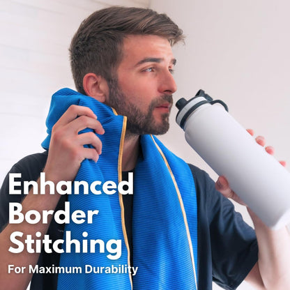 ECCOSOPHY Microfiber Beach Towel – Quick Dry Gym Towel, Highly Absorbent with Ribbed Texture, Lightweight – Ideal for Travel, Pool, Yoga, Fitness & Outdoor Adventures – 40x20 Navy