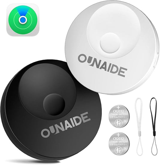 Air-Tags-2 Pack, Smart Air Tracker Tag, Bluetooth Tracker for Apple Find My (iOS Only), Waterproof Key Finder Tracking Device for Kids Keys Luggage Bags Wallets Pets and More - Black&White