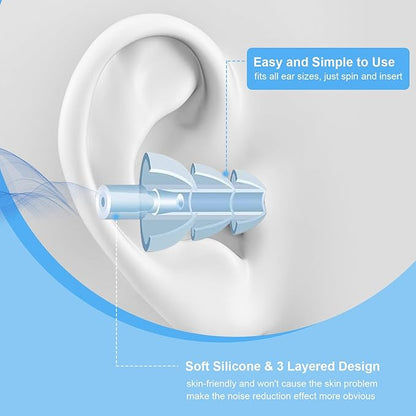 Ear Plugs for Sleeping,12 Pair Earplugs Noise Canceling Soft Silicone Ear Plug Reusable Earplugs for Sleep,Concert,Swimming,Study,Loud Noise,Snoring(Black Blue Purple)