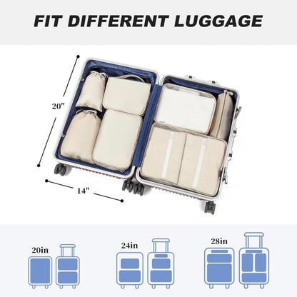 9 Set Packing Cubes for Suitcases, Aydicon Travel Luggage Packing Organizers with Laundry, Toiletry Bag, Compression Storage Shoe Bag, Toothbrush Case, Travel Essentials (Cream)