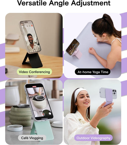 MOFT Phone Tripod Stand Selfie Stick for iPhone, Multi-Angles iPhone Stand, Lightweight & Portable Phone Holder, Strong Magnets, MOVAS Vegan Leather, Travel Essentials, Panna Cotta (Without Card Slot)