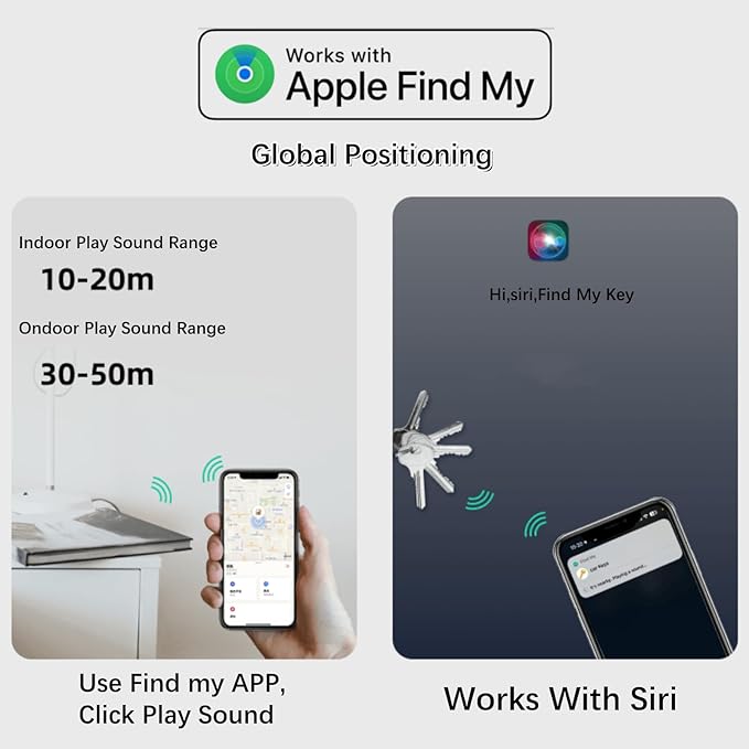 Tags Smart Key Finder - Only iOS(Not for Android) - Bluetooth Smart Key Tracker Tag - Work for Apple Find My - Keep Track of The Items That Matter Most (Cafe)