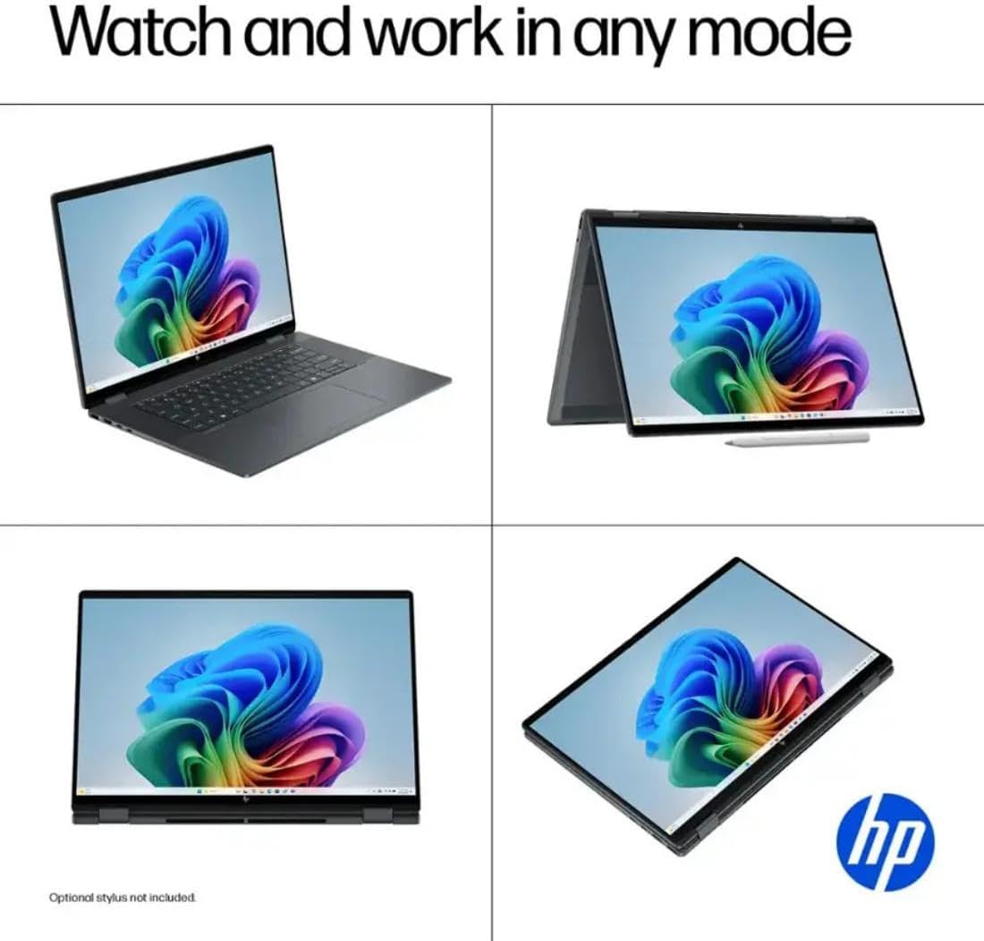 HP OmniBook X Flip 16 2-in-1 Laptop: 16" FHD+ Touchscreen, Intel Core Ultra 7, 16GB RAM, 2TB SSD, w/Pen & Lifetime Office - Copilot+ AI PC, Windows 11 Pro