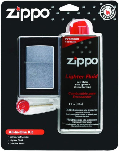 Zippo All-in-One Kit with Street Chrome Windproof Lighter