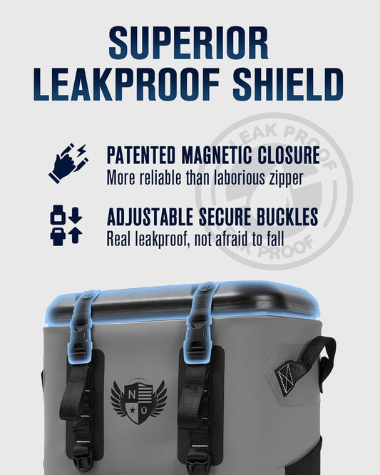 Magnetic Soft Cooler, Zipperless Soft Sided Cooler Bag for Men & Women, Insulated Backpack Coolers for Tailgating, Beach, Lunch, Picnic, Kayak
