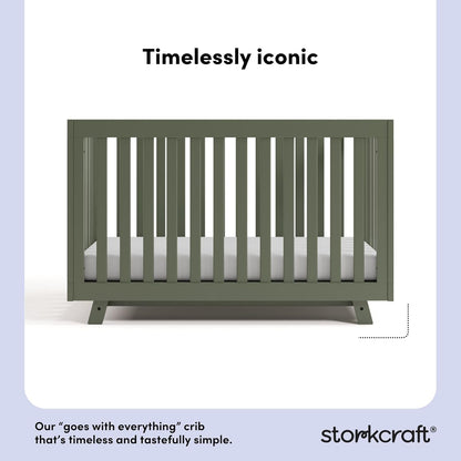 Storkcraft Beckett Grow-with-Me Convertible Crib (Olive) – GREENGUARD Gold Certified, Converts to Toddler Bed & Daybed, Fits Standard Crib Mattress, Easy-to-Assemble