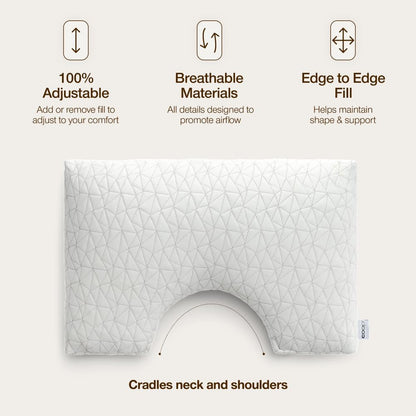 Coop Home Goods Original Cut-Out Adjustable Pillow, King Size Bed Pillows for Neck & Head Support, Memory Foam Pillows - Medium Firm for Side Sleeper, CertiPUR-US/GREENGUARD Gold