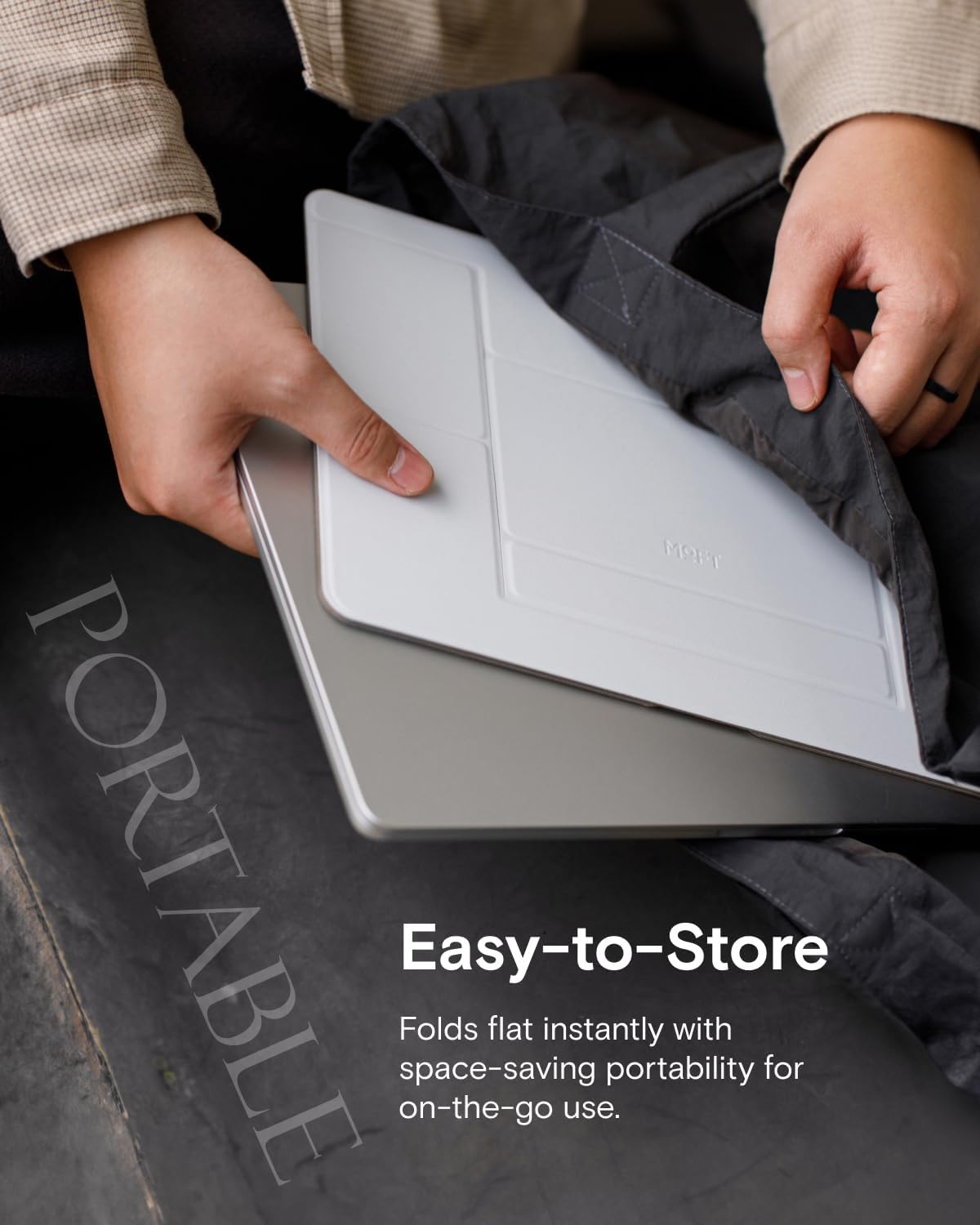 MOFT Invisible Laptop Stand for Desk, Stick-Free Tablet and Computer Stand with Dual-Angle, Foldable&Portable Laptop Riser Holder, Fits 7-11" Tablets&11-14" Laptops, Space Gray (Non-Adhesive Version)