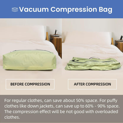 BAGAIL TPU Vacuum Bag for Travel, Reusable Compression Bag with IPX8 Waterproof Zipper, Save Space for Suitcase, Backpack and Carry on (Green, ExtraLarge, No Pump)