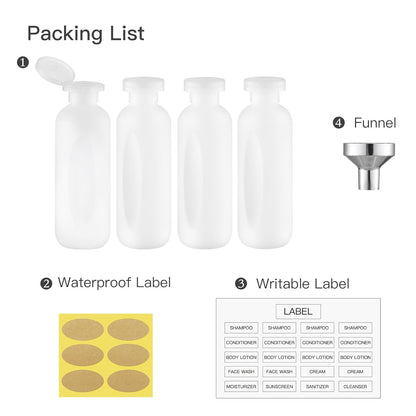6.7oz Travel Shampoo Bottle, Empty Plastic Squeeze Bottles with Flip Cap, 4PCS Lotion Container for Toiletries (200ml,Clear)