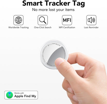 2025 New [Apple MFi Certified] (iOS Only) Air Tracker Tags-2 Pack, Bluetooth Tracker for Apple Find My, Replaceable Battery, Key Finder and Item Locator Smart Tag for Keys, Bags, Luggage, Pets, White
