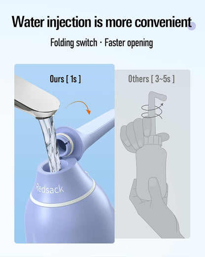 Portable Bidet for Travel & Home Use - Handheld High-Pressure Sprayer 400ml/13.5oz Large Capacity Bottle for Personal Hygiene, Collapsible Quick Fill BPA-Free for Freshness Includes Wall Hook(Purple)