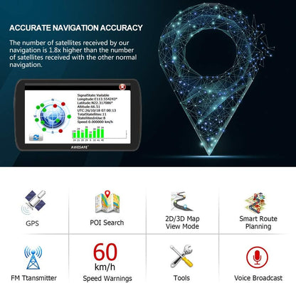 GPS Navigator for Car,9 inch Touch Screen Car GPS, Support Voice Turn Direction Guidance/Speed and Red Light Warning