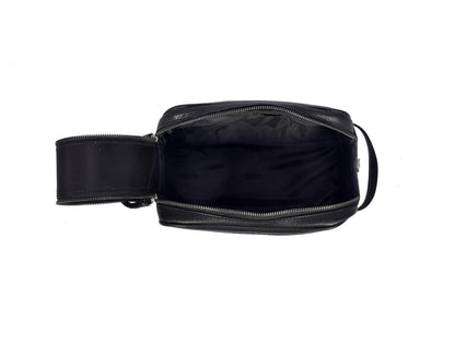 10" Premium Leather Toiletry Travel Pouch With Waterproof Lining | King-Size Handcrafted Vintage Dopp kit By Aaron Leather Goods (Jade Black)