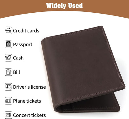Jack&Chris Leather Passport Holder, Handmade Passport cover, Travel Wallet Cover Case for Men and Women, Leather Travel Documents Organizer Protector, JC107