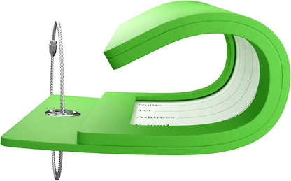 Gostwo 2 Pack Luggage Tags for Suitcases, 26 Initial Letter Travel Luggage Baggage Identification Labels ID Tag Fully Bendable Tags with Stainless Steel Loop (Green) (Letter K)