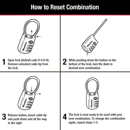 Master Lock Set Your Own Combination TSA Approved Luggage Lock, Travel Zipper Padlock is Perfect for Suitcases, Bags, or Backpacks, 4 Pack, Color May Vary, 4688EC4