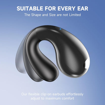 Open Ear Earbuds Wireless Bluetooth 6.1 Earphones, Flexible Clip On Ear buds with 36H Playtime LED Display Bone Conduction Headphones, IPX7 Waterproof Light Weight Fit for Every Ear, Sport, Workout
