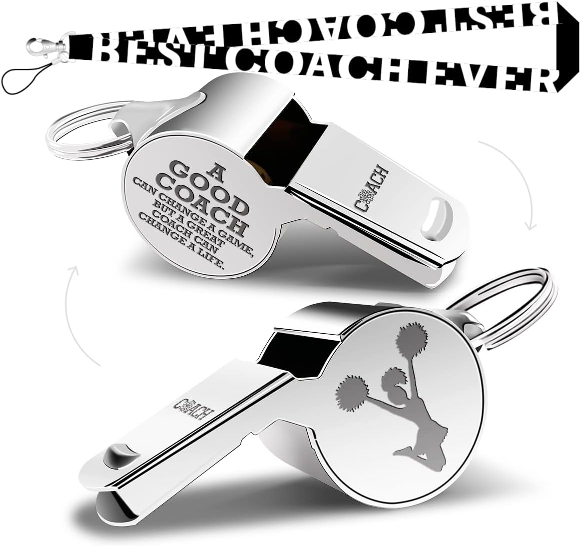 Whistle Thank You Cheerleading Gifts for Coaches Teachers Whistle Emergency Coach Referee Lifeguard Loud Whistle for Women Referees Coaches Sports Coaches Whistle with Lanyard Cheer Coach Gift.