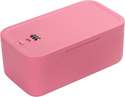 Sanidika Lockable Storage Box, Locking Medicine Box, Cell Phone Locked Jail, Food Medical Lockbox, Containers Bin for Personal Refrigerator Home Office Organization Travel Gift,9.25 x 5 x 3.6" (Berry)