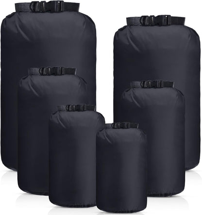 6 Pcs Waterproof Dry Bag Sack Lightweight Outdoor Dry Bags 35 L, 20 L, 15 L, 10 L, 5 L, 3 L Waterproof Boat Bag for Kayaking, Backpacking, Hiking, Camping Rafting(Black)