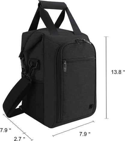 ALLCAMP 4 Bottle Wine Gift Bag - Insulated Tote Cooler, Adjustable Strap, Includes 4 Wine Glasses, Napkins & Corkscrew, Portable Travel Gifting (Black)