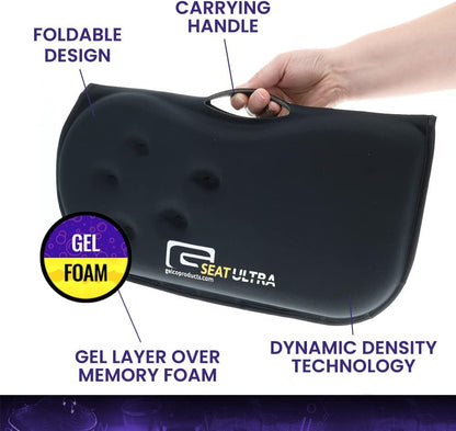 GSeat Ultra Orthopedic Gel and Foam Seat Cushion (Black) – for Coccyx, Back, Tailbone, Prostate, Postnatal, and Sciatica Pain/Discomfort – Office, Car, Chair, Travel