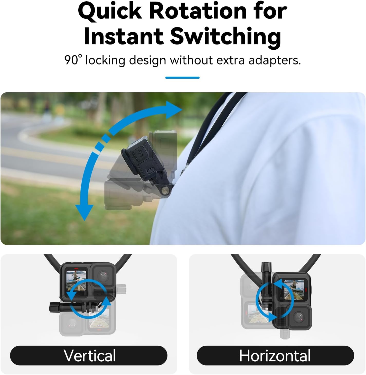 TELESIN Neck Mount SE 2.0 with Air Cushion, Adjustable Chest Strap and Neck Mount for Hands-Free POV Vlogging for GoPro Hero 13/12/11/10/9, Insta 360 X5/X4/X3/Ace Pro 2, DJI Osmo 360 Action 3/4/5 Pro