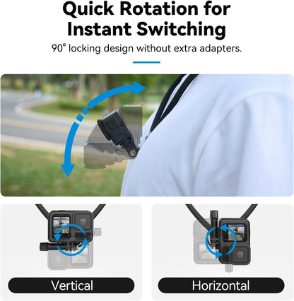 TELESIN Neck Mount SE 2.0 with Air Cushion, Adjustable Chest Strap and Neck Mount for Hands-Free POV Vlogging for GoPro Hero 13/12/11/10/9, Insta 360 X5/X4/X3/Ace Pro 2, DJI Osmo 360 Action 3/4/5 Pro