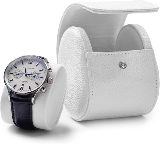 Oirlv Luxury Leather Travel Watch Case Portable Jewelry Watch Storage Roll Organizer(White)