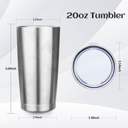 StarSpeed 20oz Tumbler Bulk with Lid, Stainless Steel Insulated Tumblers Double Wall Vacuum Insulated Travel Mug, Powder Coated Coffee Cups for Hot and Cold Drinks(Silver,6)